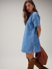 Mid Blue Denim T-Shirt Mini Dress - Image 2 of 4