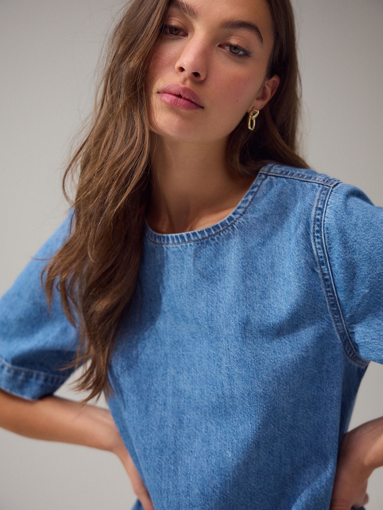 Mid Blue Denim T-Shirt Mini Dress - Image 4 of 4