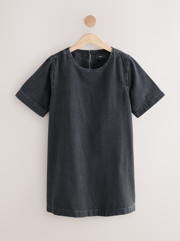 Washed Black Denim T-Shirt Mini Dress - Image 1 of 3