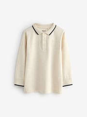 Ecru White Long Sleeves Tipped Polo Shirt - Image 1 of 1