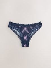 Navy Brazilian Mesh & Lace Knickers - Image 1 of 4