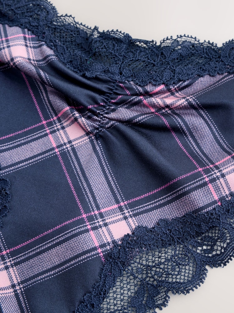 Navy Brazilian Mesh & Lace Knickers - Image 2 of 4