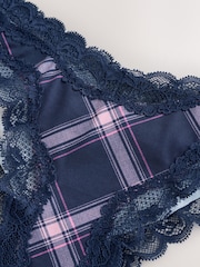 Navy Brazilian Mesh & Lace Knickers - Image 3 of 4