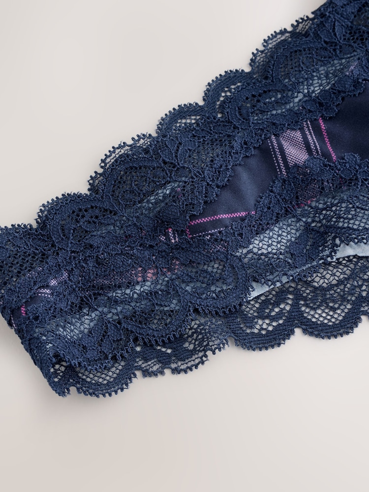 Navy Brazilian Mesh & Lace Knickers - Image 4 of 4