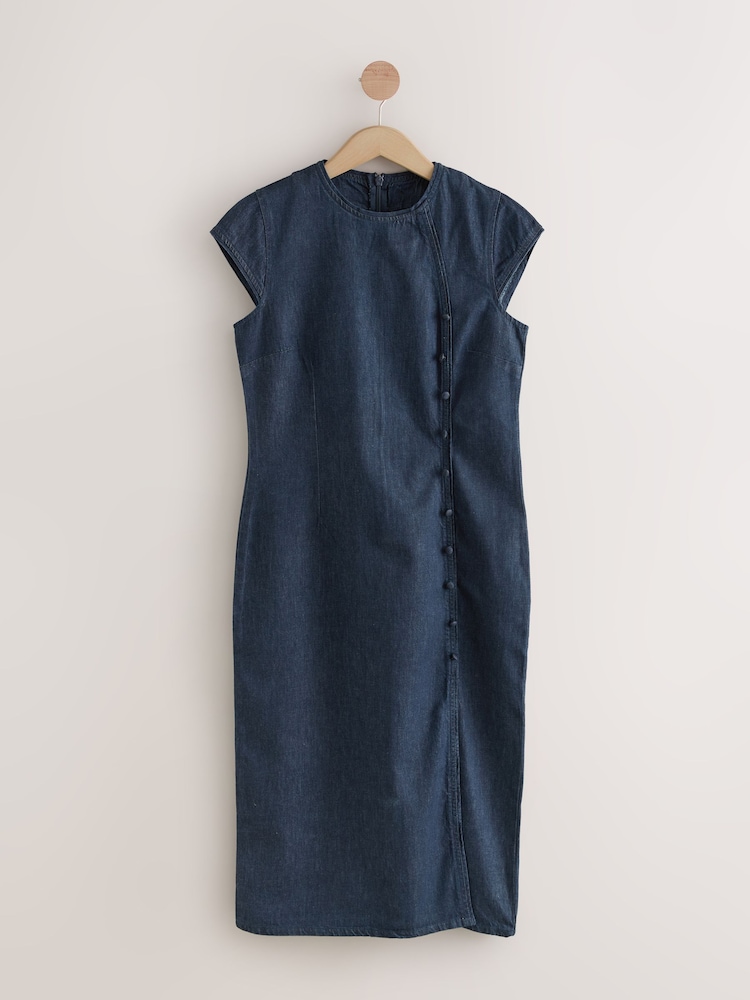 Buy Rinse Blue Mandarin Collarless Denim Dress from Next USA