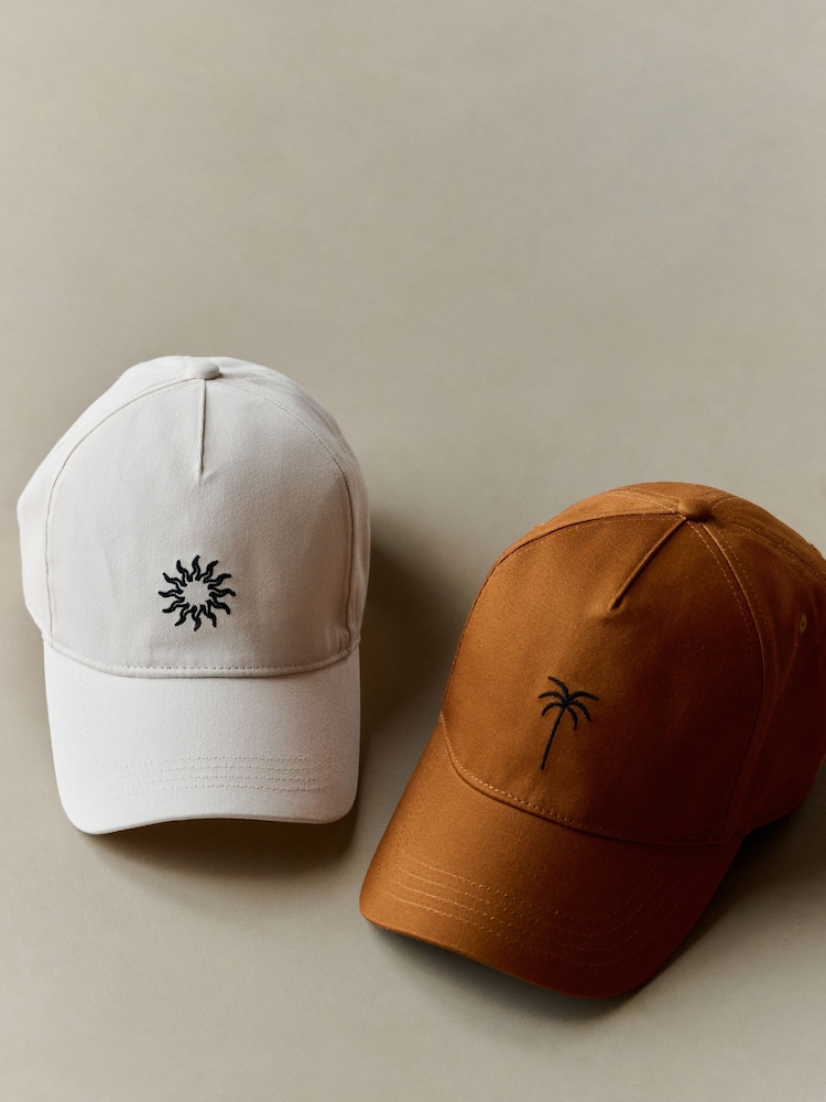 Rust Ecru Embroidery Cap 2 Pack - Image 1 of 4