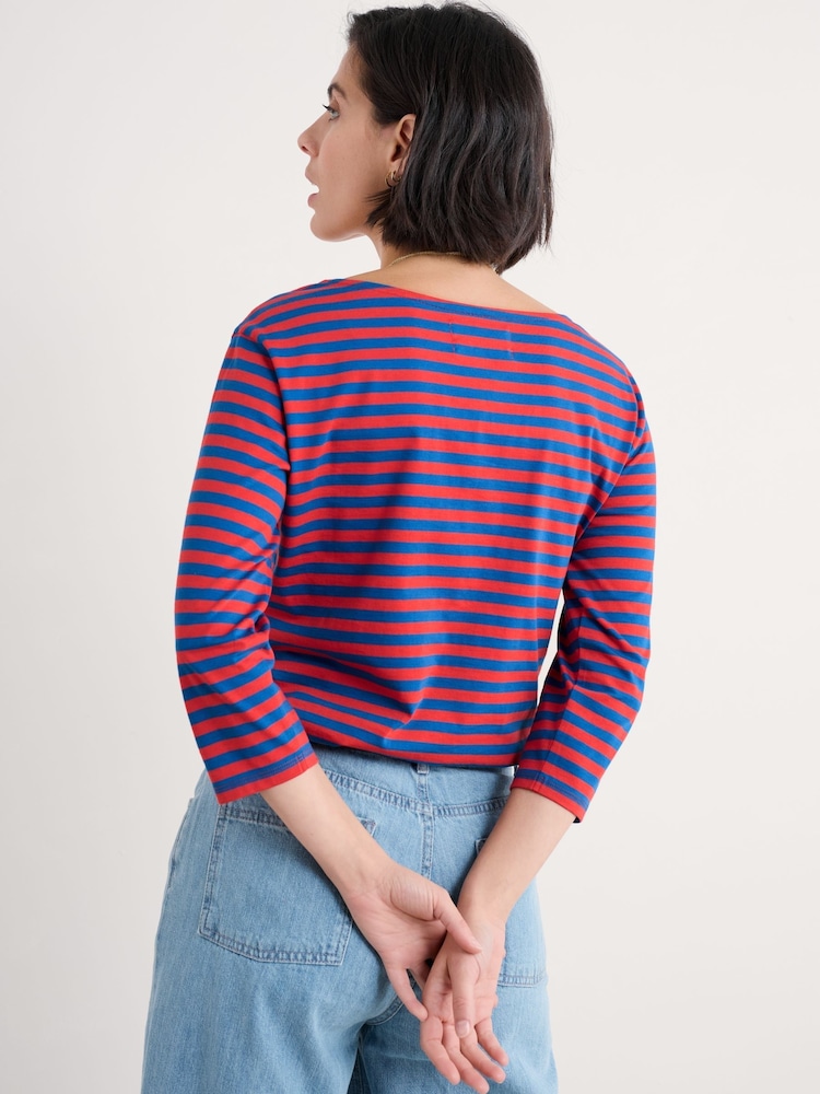 Seasalt Cornwall Red 100% Organic Cotton Multi Sailor Top - Image 2 of 5
