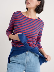 Seasalt Cornwall Red 100% Organic Cotton Multi Sailor Top - Image 3 of 5