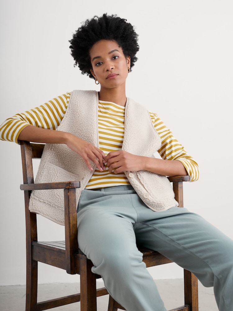 Seasalt Cornwall Yellow 100% Cotton Multi Sailor Top - Image 1 of 5