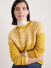 Seasalt Cornwall Yellow Spruce Frost Wool Blend Fair Isle Pattern Jumper - Image 1 of 5
