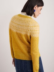 Seasalt Cornwall Yellow Spruce Frost Wool Blend Fair Isle Pattern Jumper - Image 2 of 5