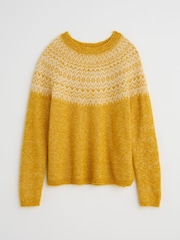 Seasalt Cornwall Yellow Spruce Frost Wool Blend Fair Isle Pattern Jumper - Image 4 of 5