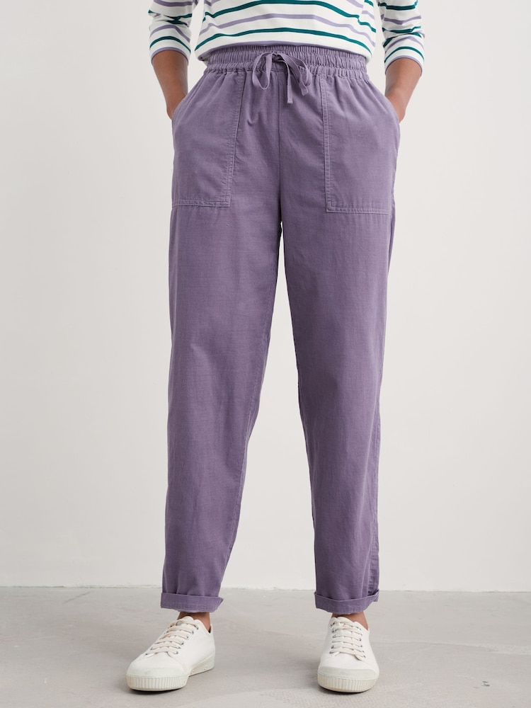 Seasalt Cornwall Purple 100% Cotton Dayby Corduroy Trousers - Image 1 of 5