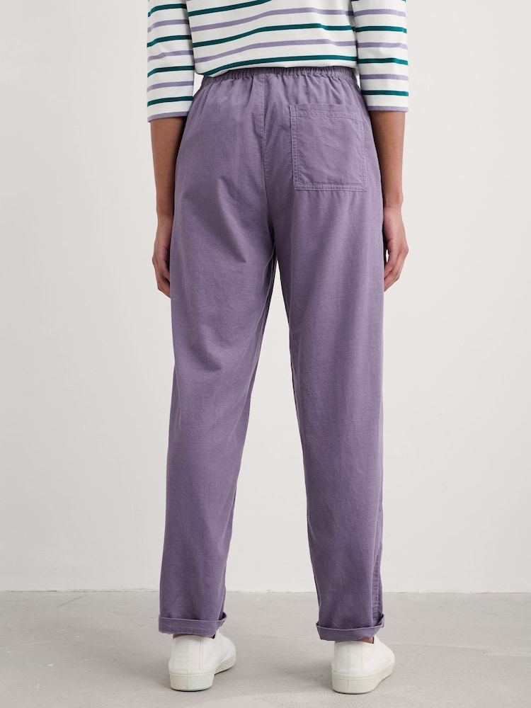 Seasalt Cornwall Purple 100% Cotton Dayby Corduroy Trousers - Image 2 of 5