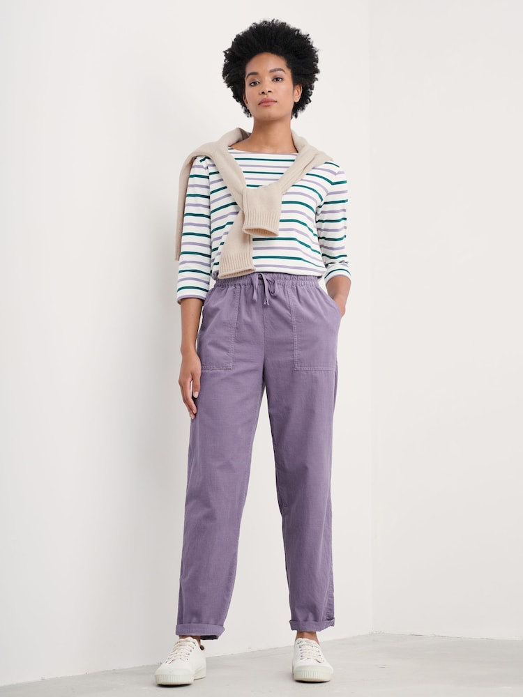 Seasalt Cornwall Purple 100% Cotton Dayby Corduroy Trousers - Image 3 of 5