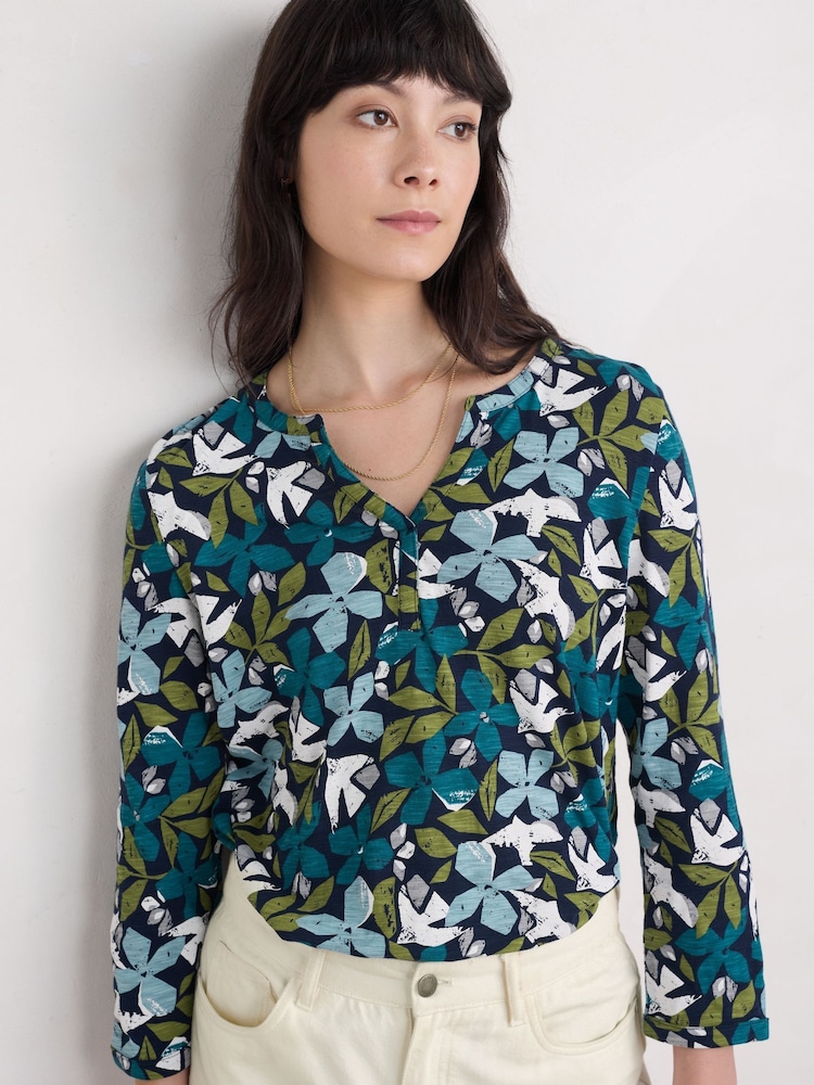 Seasalt Cornwall Waterflow Printed 100% Cotton Top - Imagen 1 de 5