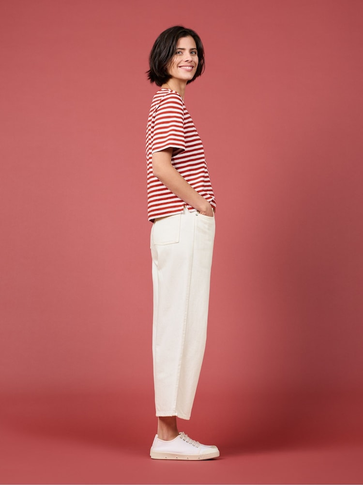Seasalt Cornwall Orange Copseland Striped 100% Organic Cotton T-Shirt - Image 3 of 3