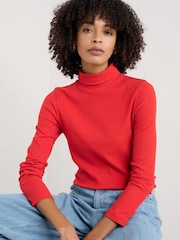 Seasalt Cornwall Red Hazel Rib Top in Jersey - Image 1 of 5