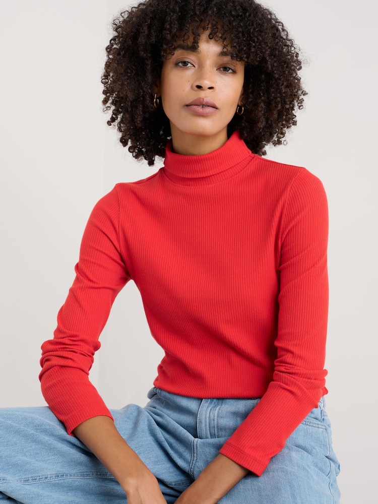 Seasalt Cornwall Red Hazel Rib Top in Jersey - Image 1 of 5