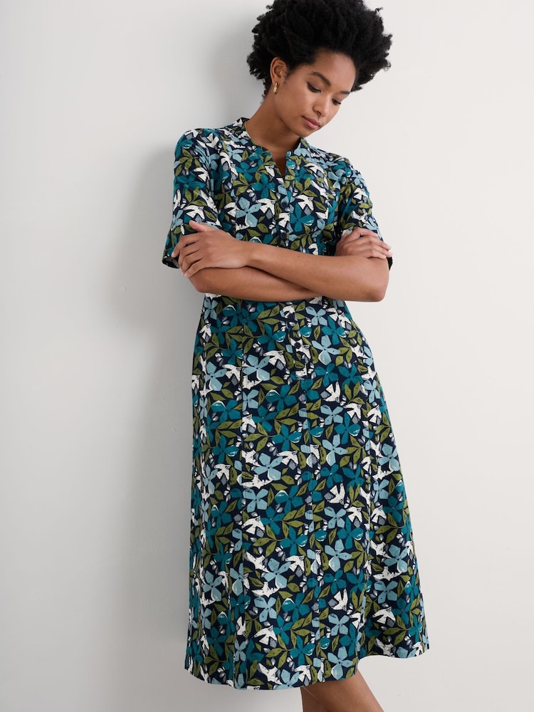 Seasalt Cornwall Blue Wightwick Denim 100% Organic Cotton Midi Dress - Image 1 of 5