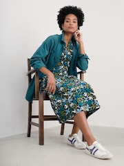 Seasalt Cornwall Blue Wightwick Denim 100% Organic Cotton Midi Dress - Image 3 of 5