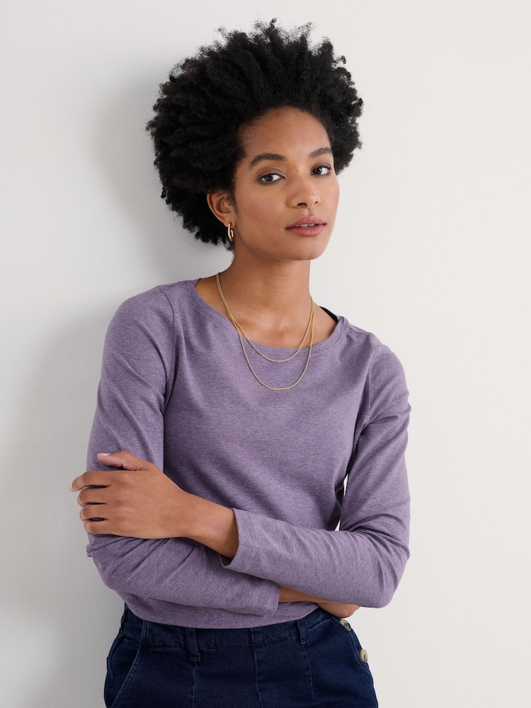 Seasalt Cornwall Purple Easel Long Sleeve Jersey Top - Image 1 of 5 Seasalt Cornwall Purple Easel Long Sleeve Jersey Top - Image 1 of 5