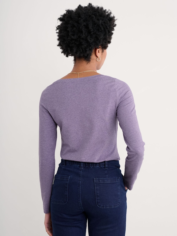 Seasalt Cornwall Purple Easel Long Sleeve Jersey Top - Image 2 of 5 Seasalt Cornwall Purple Easel Long Sleeve Jersey Top - Image 2 of 5