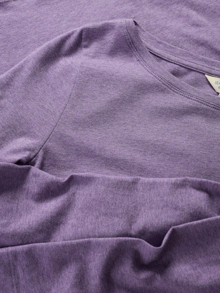 Seasalt Cornwall Purple Easel Long Sleeve Jersey Top - Image 5 of 5