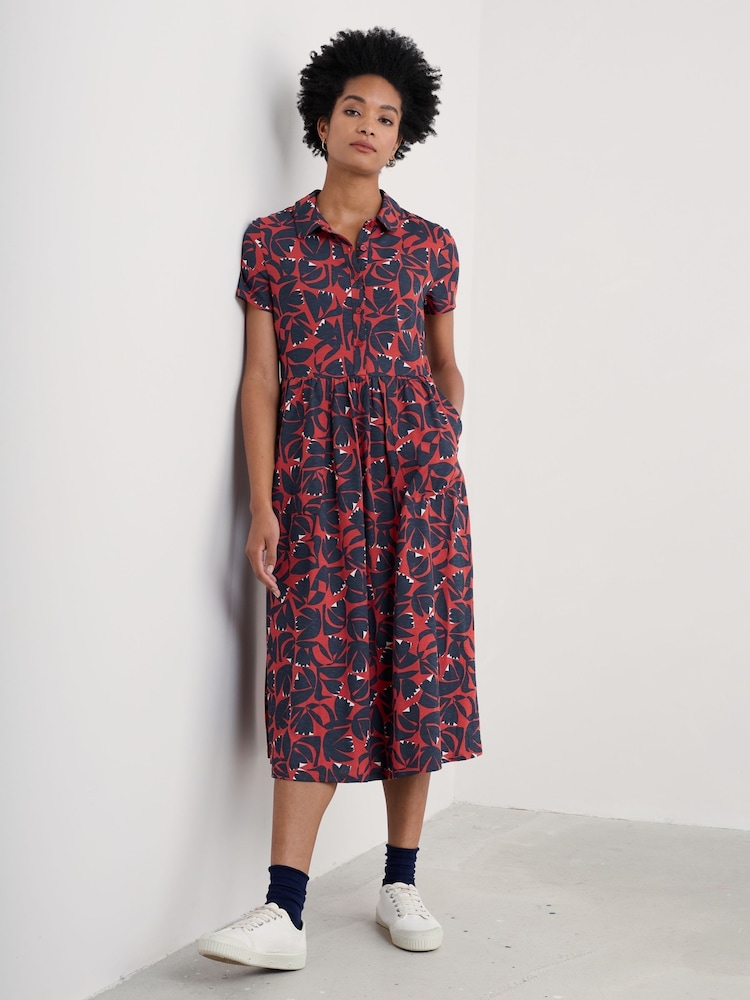 Seasalt Cornwall Orange Mainland Jersey Midi 100% Cotton Dress - Image 1 of 5 Seasalt Cornwall Orange Mainland Jersey Midi 100% Cotton Dress - Image 1 of 5