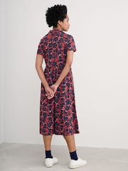 Seasalt Cornwall Orange Mainland Jersey Midi 100% Cotton Dress - Image 2 of 5