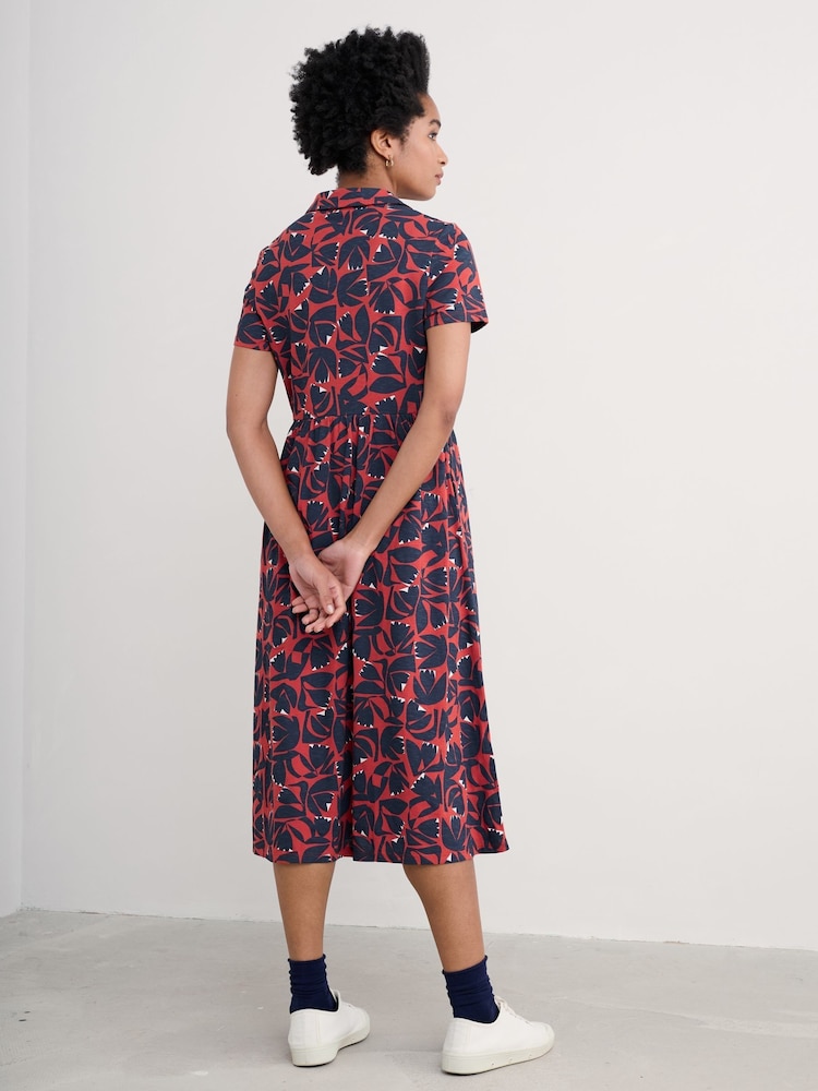 Seasalt Cornwall Orange Mainland Jersey Midi 100% Cotton Dress - Image 2 of 5 Seasalt Cornwall Orange Mainland Jersey Midi 100% Cotton Dress - Image 2 of 5