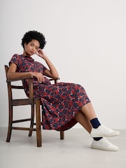 Seasalt Cornwall Orange Mainland Jersey Midi 100% Cotton Dress - Image 3 of 5