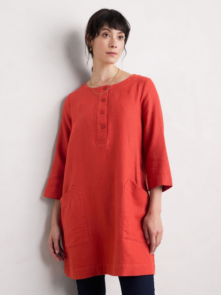 Seasalt Cornwall Orange Lighthouse Rock 3/4 Sleeve Tunic - Image 1 of 5 Seasalt Cornwall Orange Lighthouse Rock 3/4 Sleeve Tunic - Image 1 of 5