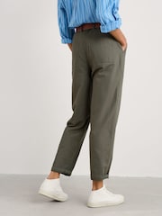 Seasalt Cornwall Green Petite Mor Path Tapered 100% Cotton Trousers - Image 2 of 5