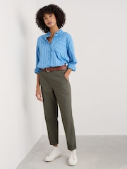 Seasalt Cornwall Green Petite Mor Path Tapered 100% Cotton Trousers - Image 3 of 5