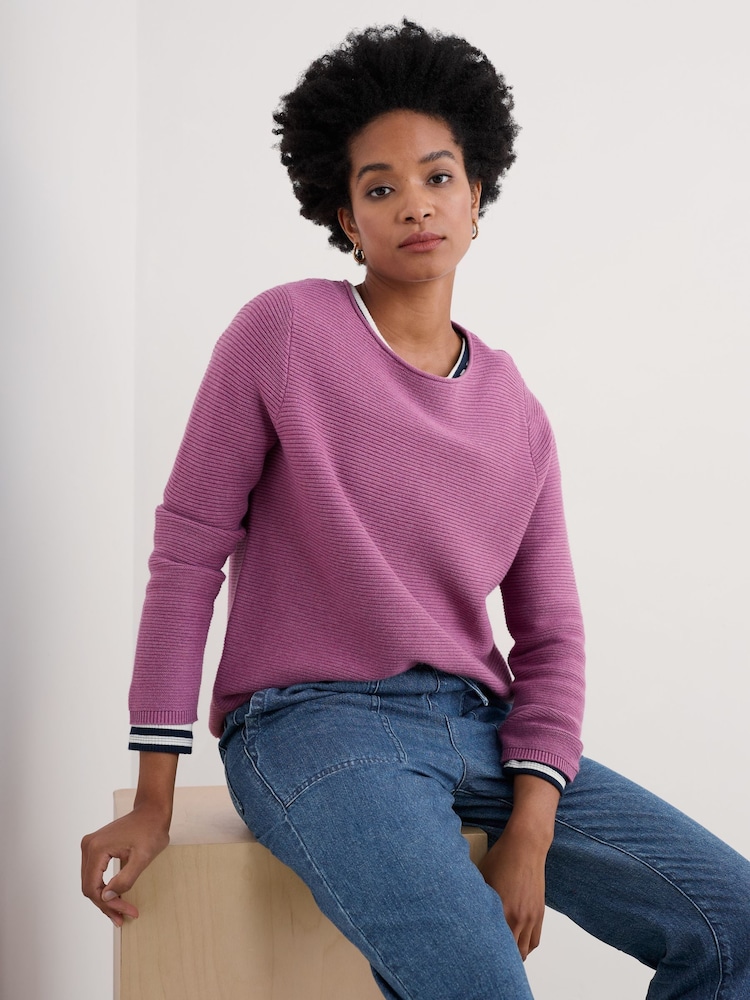 Seasalt Cornwall Purple Makers 100% Cotton Jumper - Image 3 of 5