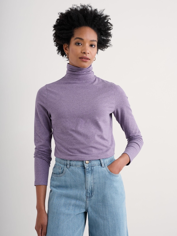 Seasalt Cornwall Purple Landing Roll Neck Top - Image 1 of 5