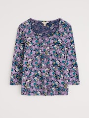 Seasalt Cornwall Purple Penhollow 100% Cotton Printed Top - Image 4 of 5