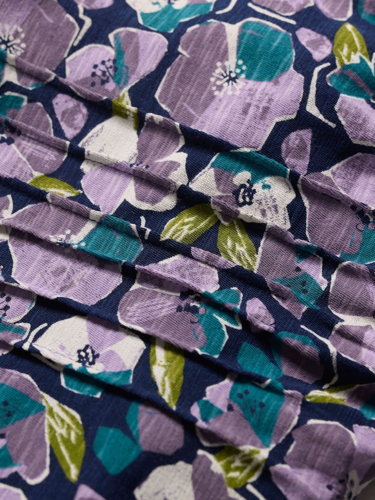 Seasalt Cornwall Purple Penhollow 100% Cotton Printed Top - Image 5 of 5