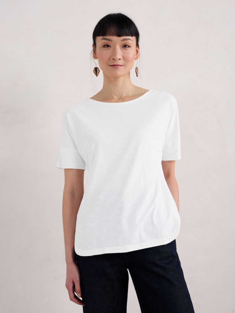 Seasalt Cornwall Bryher View 100% Cotton Boat Neck T-Shirt - Imagen 1 de 5