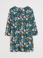 Seasalt Cornwall Blue Busy Lizzy 3/4 Sleeve Slub 100% Cotton Jersey Tunic - Image 4 of 5