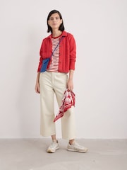 Seasalt Cornwall Red Forest Ridge Cable Knit Collared 100% Cotton Cardigan - Image 1 of 3