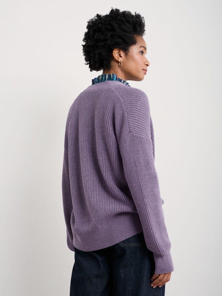 Vijolična - Seasalt Cornwall Winding Creek 100% Cotton Knit Cardigan - Slika 2 iz 5