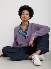 Vijolična - Seasalt Cornwall Winding Creek 100% Cotton Knit Cardigan - Slika 3 iz 5
