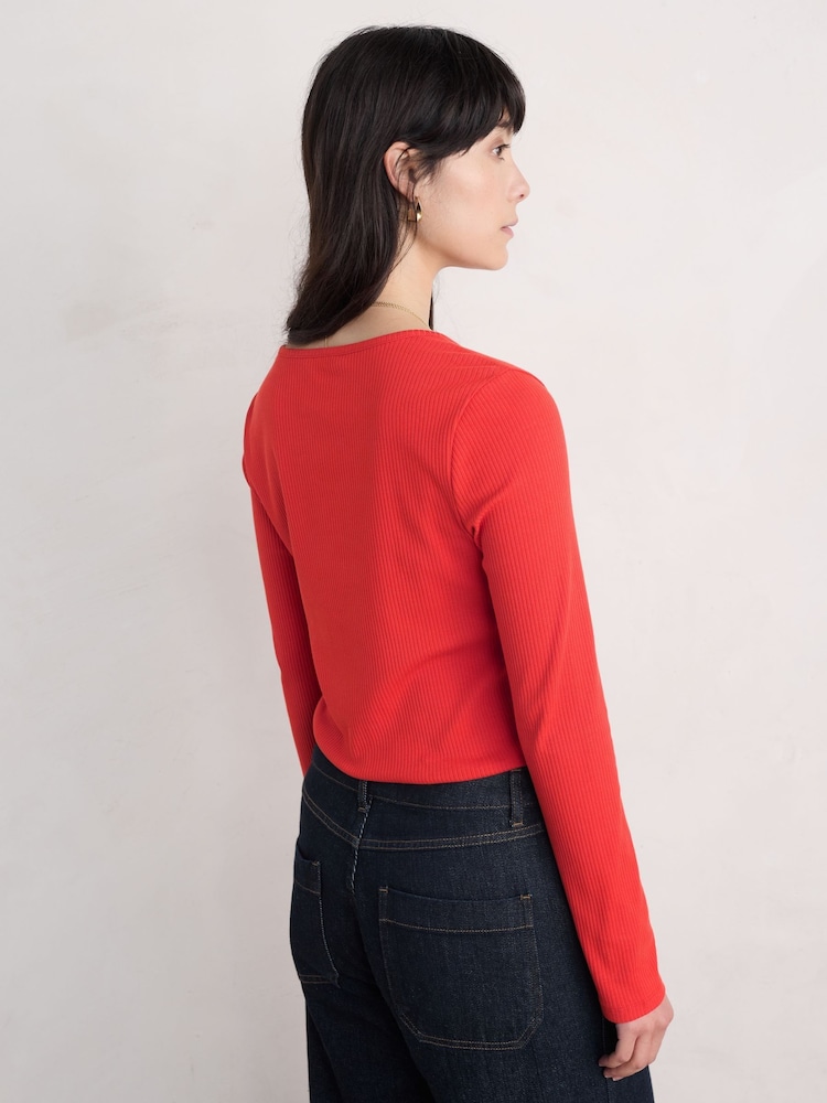 Seasalt Cornwall Red Gorse Lane Jersey Rib Top - Image 2 of 5 Seasalt Cornwall Red Gorse Lane Jersey Rib Top - Image 2 of 5