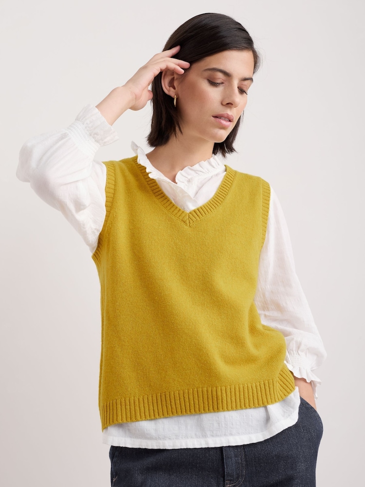 Seasalt Cornwall Yellow East View Knitted Vest - Image 1 of 5