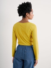 Seasalt Cornwall Yellow Easel Long Sleeve Jersey Top - Image 2 of 5