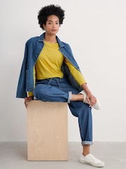 Seasalt Cornwall Yellow Easel Long Sleeve Jersey Top - Image 3 of 5