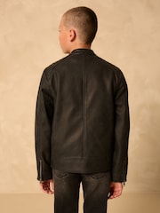 Black Faux Leather Biker Jacket (3-16yrs) - Image 3 of 10