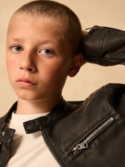 Black Faux Leather Biker Jacket (3-16yrs) - Image 4 of 10